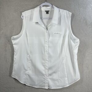 Eddie Bauer Vented Sleeveless Shirt Women's 2XL White Hiking Fishing Outdoors